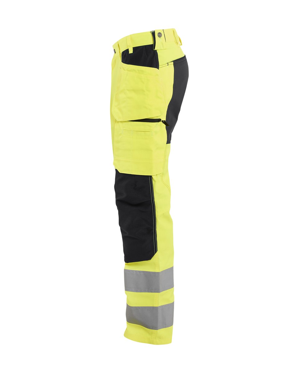 Blåkläder 1552 High Vis Werkbroek met stretch en gereedschapzakken - High Vis Geel/Zwart