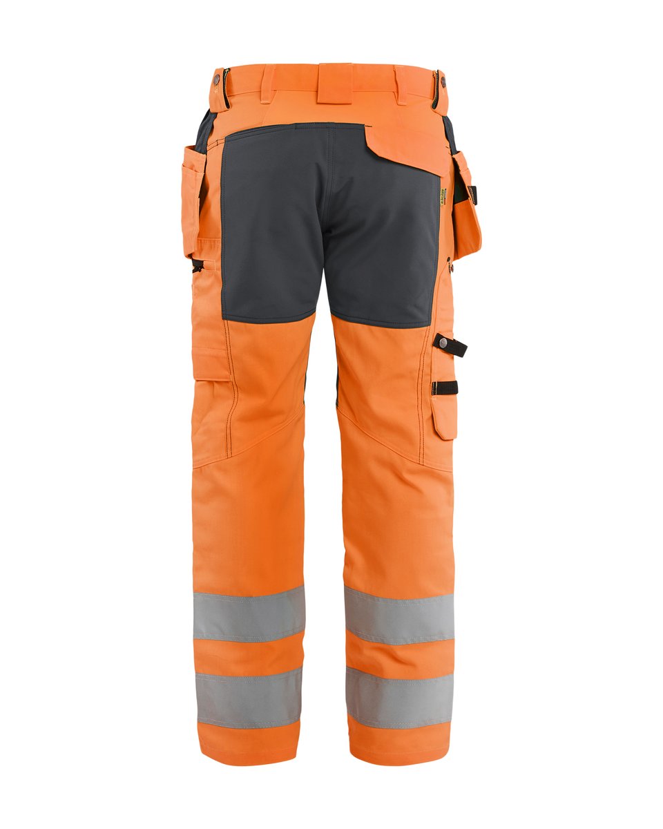 Blåkläder 1552 High Vis Werkbroek met stretch en gereedschapzakken - High Vis Oranje/Medium grijs