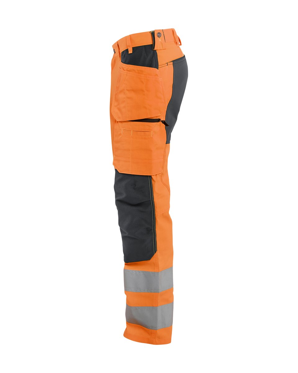 Blåkläder 1552 High Vis Werkbroek met stretch en gereedschapzakken - High Vis Oranje/Medium grijs