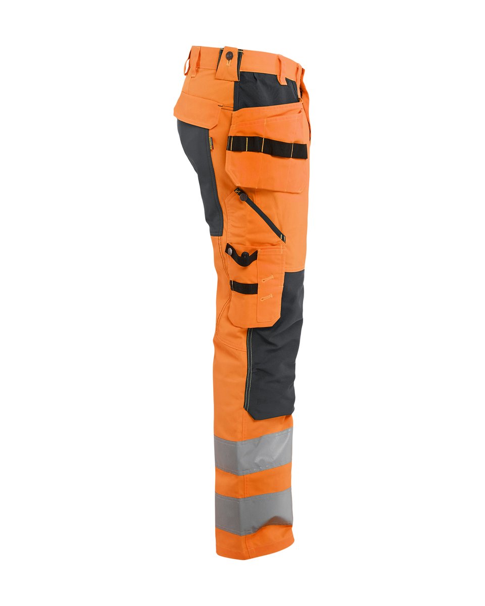 Blåkläder 1552 High Vis Werkbroek met stretch en gereedschapzakken - High Vis Oranje/Medium grijs