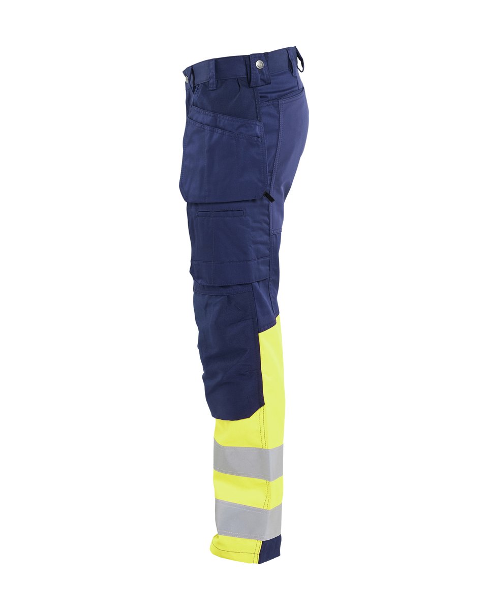 Blåkläder 1558 High Vis werkbroek met stretch en gereedschapzakken - Marine/High Vis Geel