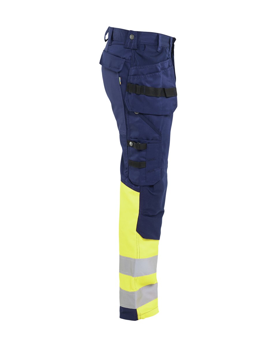 Blåkläder 1558 High Vis werkbroek met stretch en gereedschapzakken - Marine/High Vis Geel
