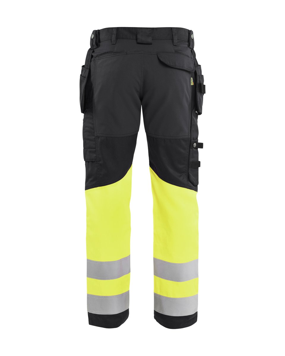 Blåkläder 1558 High Vis werkbroek met stretch en gereedschapzakken - Zwart/High Vis Geel
