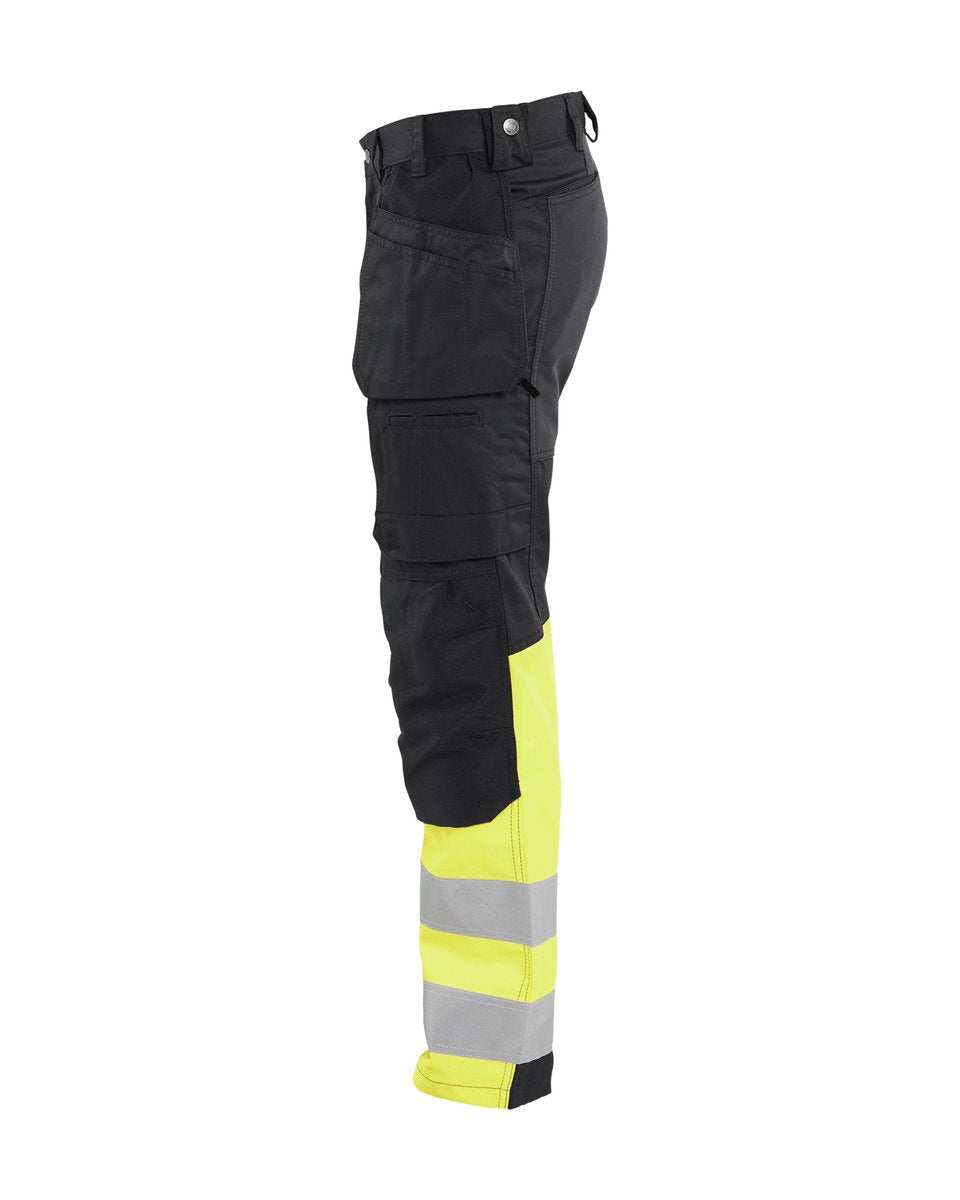 Blåkläder 1558 High Vis werkbroek met stretch en gereedschapzakken - Zwart/High Vis Geel