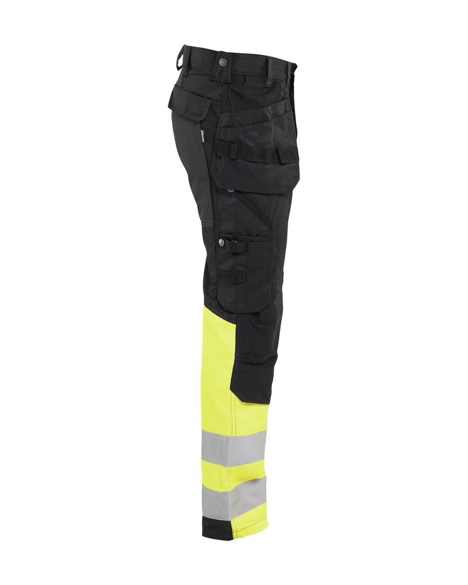 Blåkläder 1558 High Vis werkbroek met stretch en gereedschapzakken - Zwart/High Vis Geel