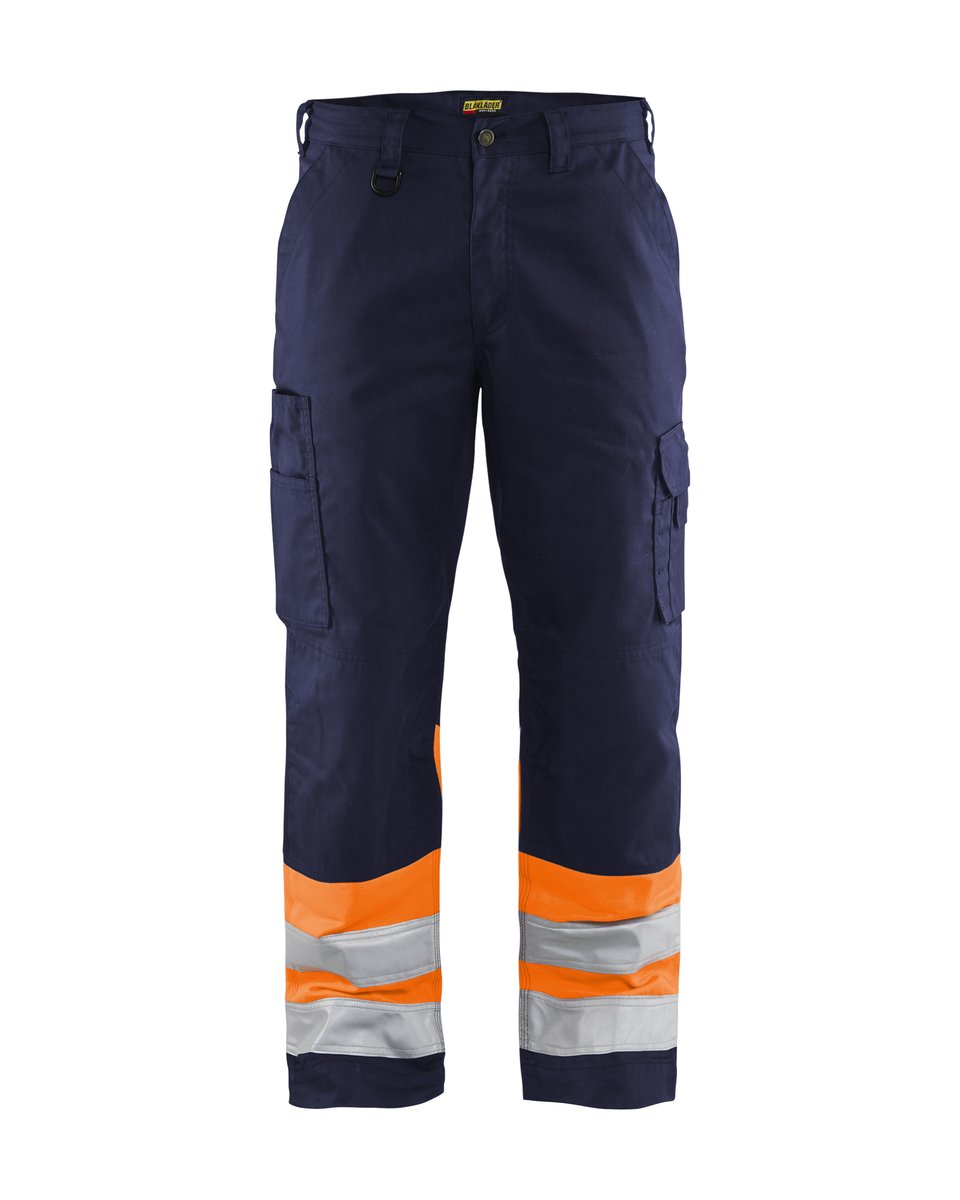 Blåkläder 1564 High Vis Werkbroek - Marineblauw/Oranje