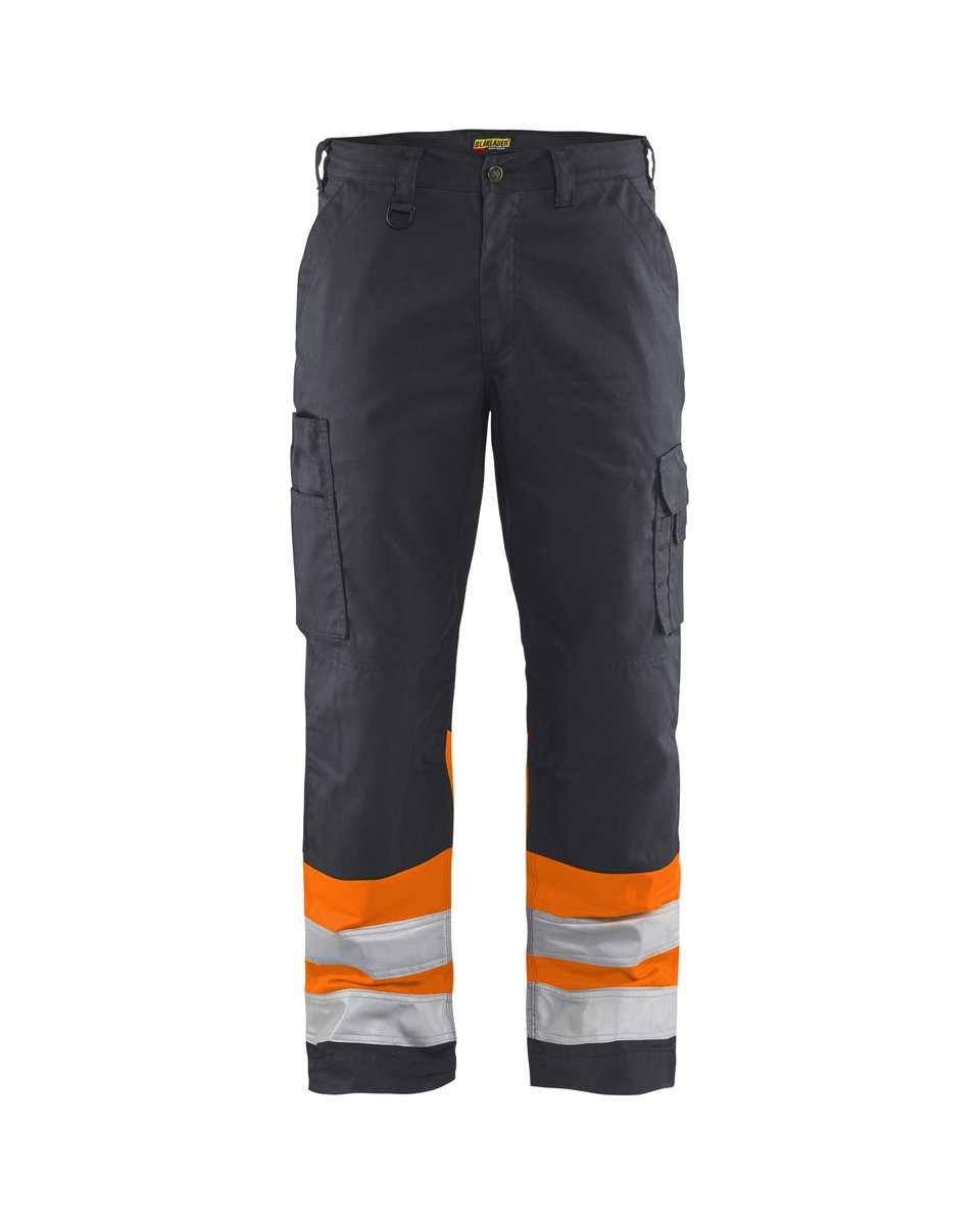 Blåkläder 1564 High Vis Werkbroek - Medium grijs/ High Vis Oranje