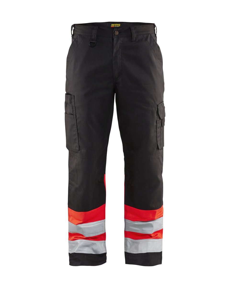Blåkläder 1564 High Vis Werkbroek - Zwart/High Vis Rood