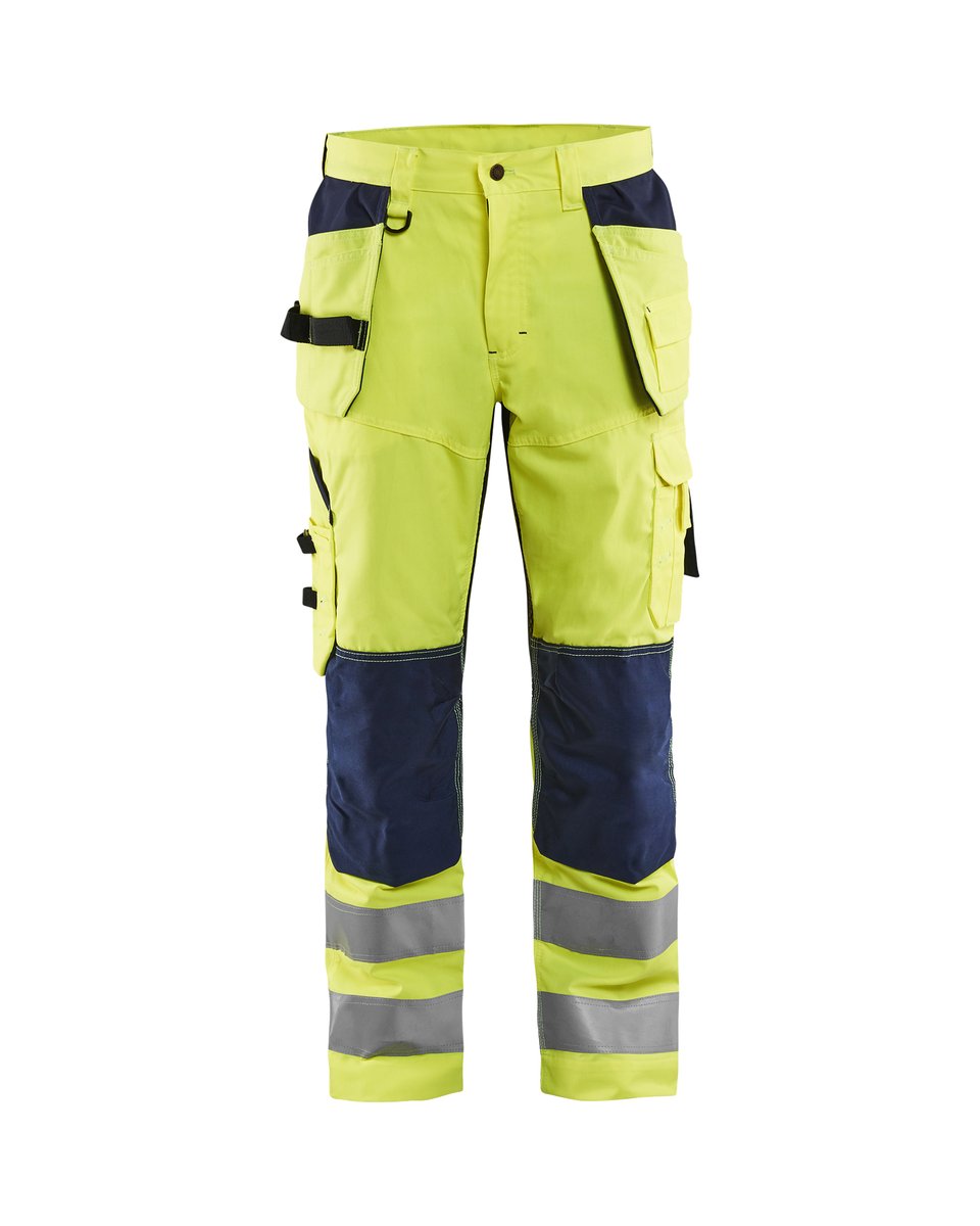 Blåkläder 1565 High Vis Werkbroek met ventilatie en gereedschapszakken - High Vis Geel/Marineblauw