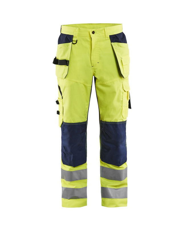 Blåkläder 1565 High Vis Werkbroek met ventilatie en gereedschapszakken - High Vis Geel/Marineblauw