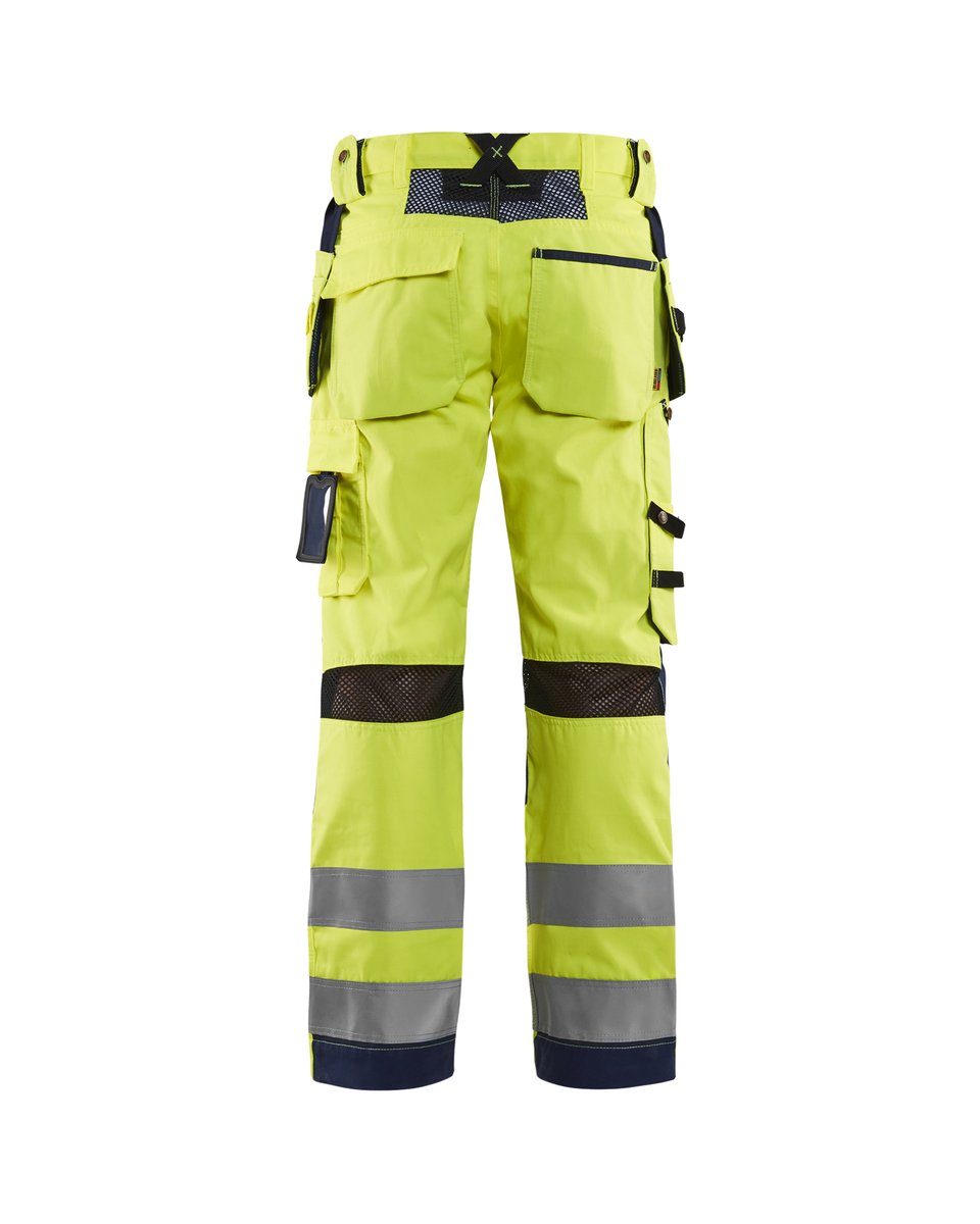Blåkläder 1565 High Vis Werkbroek met ventilatie en gereedschapszakken - High Vis Geel/Marineblauw