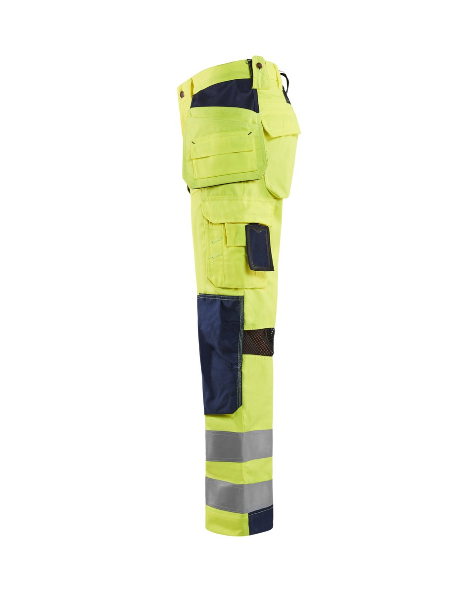 Blåkläder 1565 High Vis Werkbroek met ventilatie en gereedschapszakken - High Vis Geel/Marineblauw