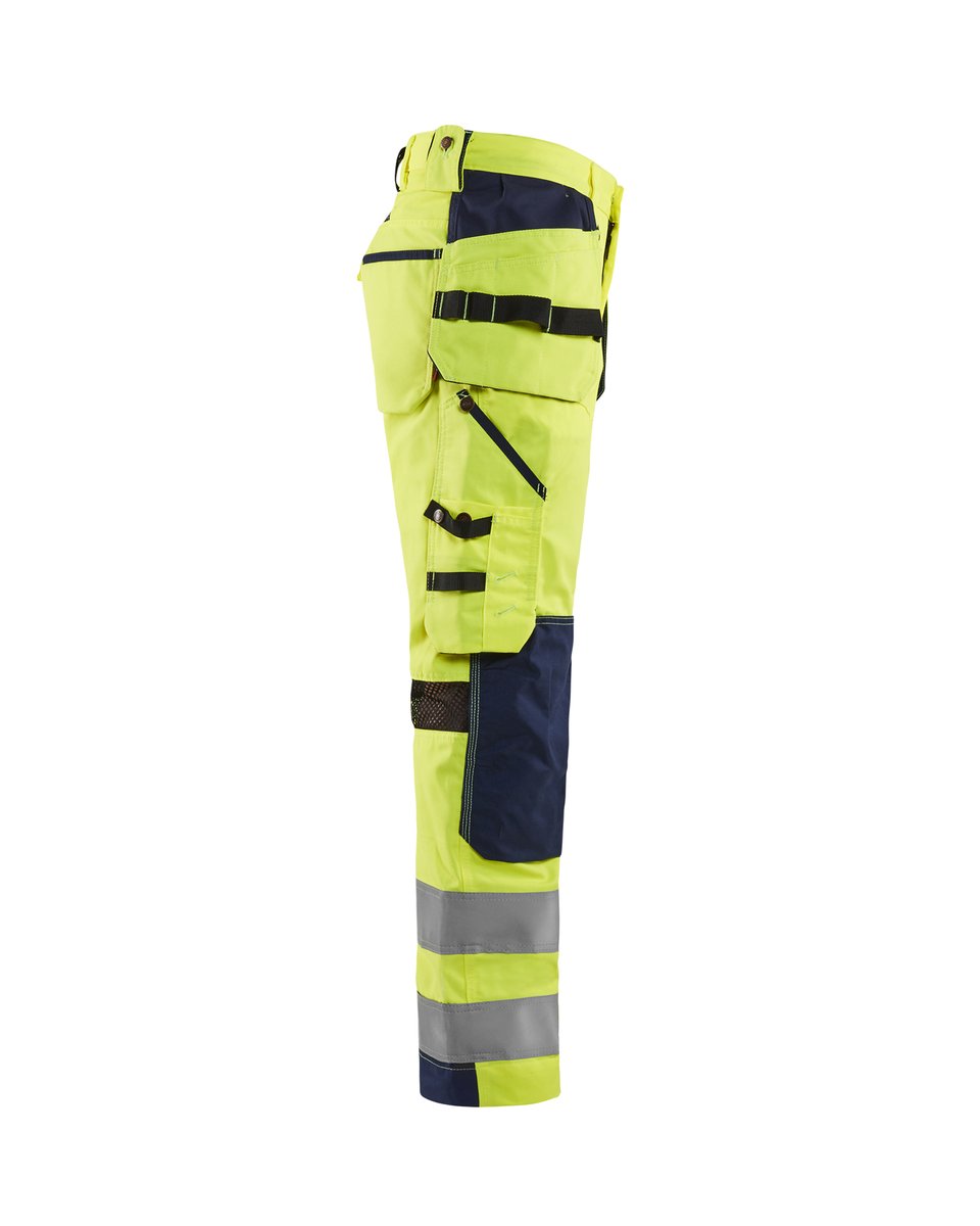 Blåkläder 1565 High Vis Werkbroek met ventilatie en gereedschapszakken - High Vis Geel/Marineblauw