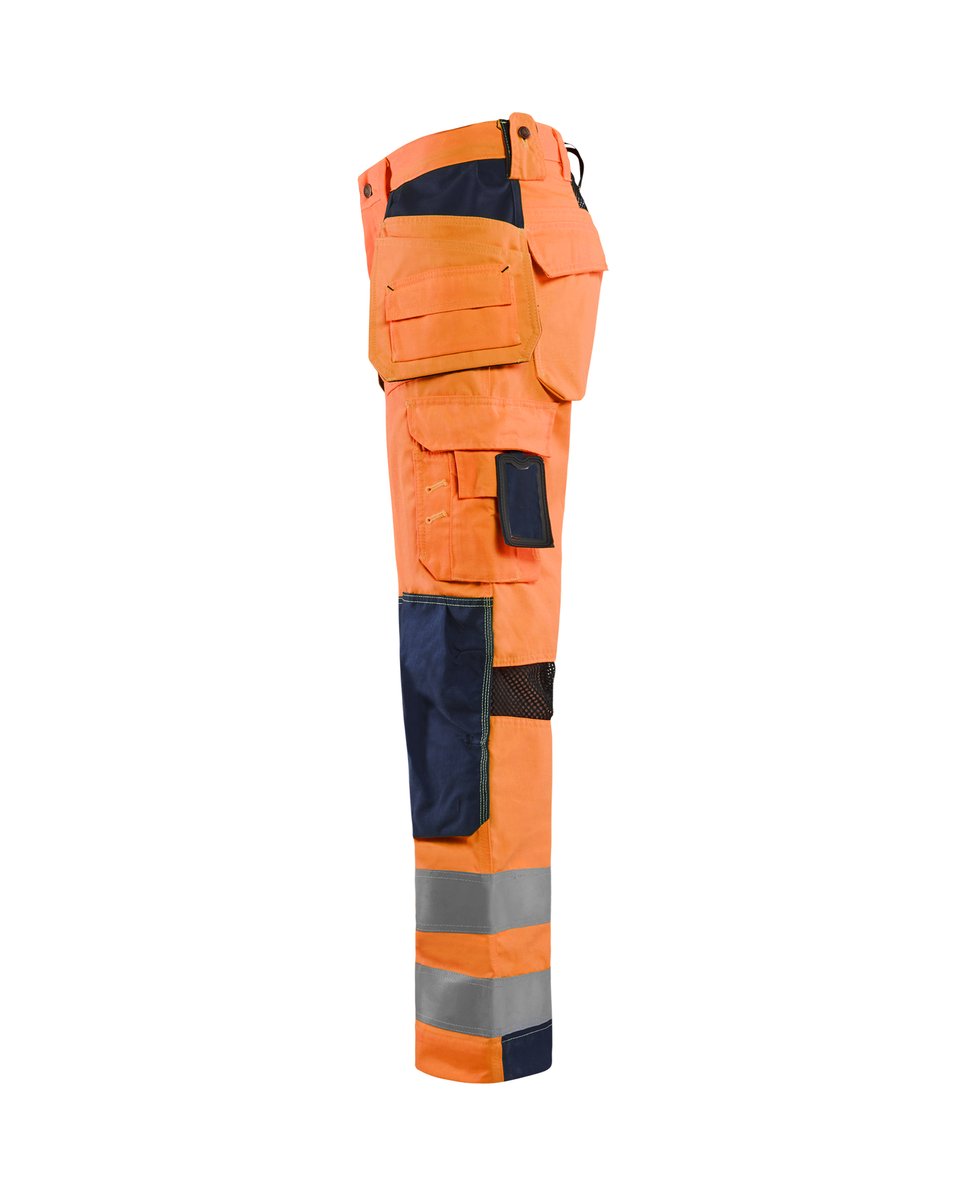 Blåkläder 1565 High Vis Werkbroek met ventilatie en gereedschapszakken - High Vis Oranje/Marineblauw