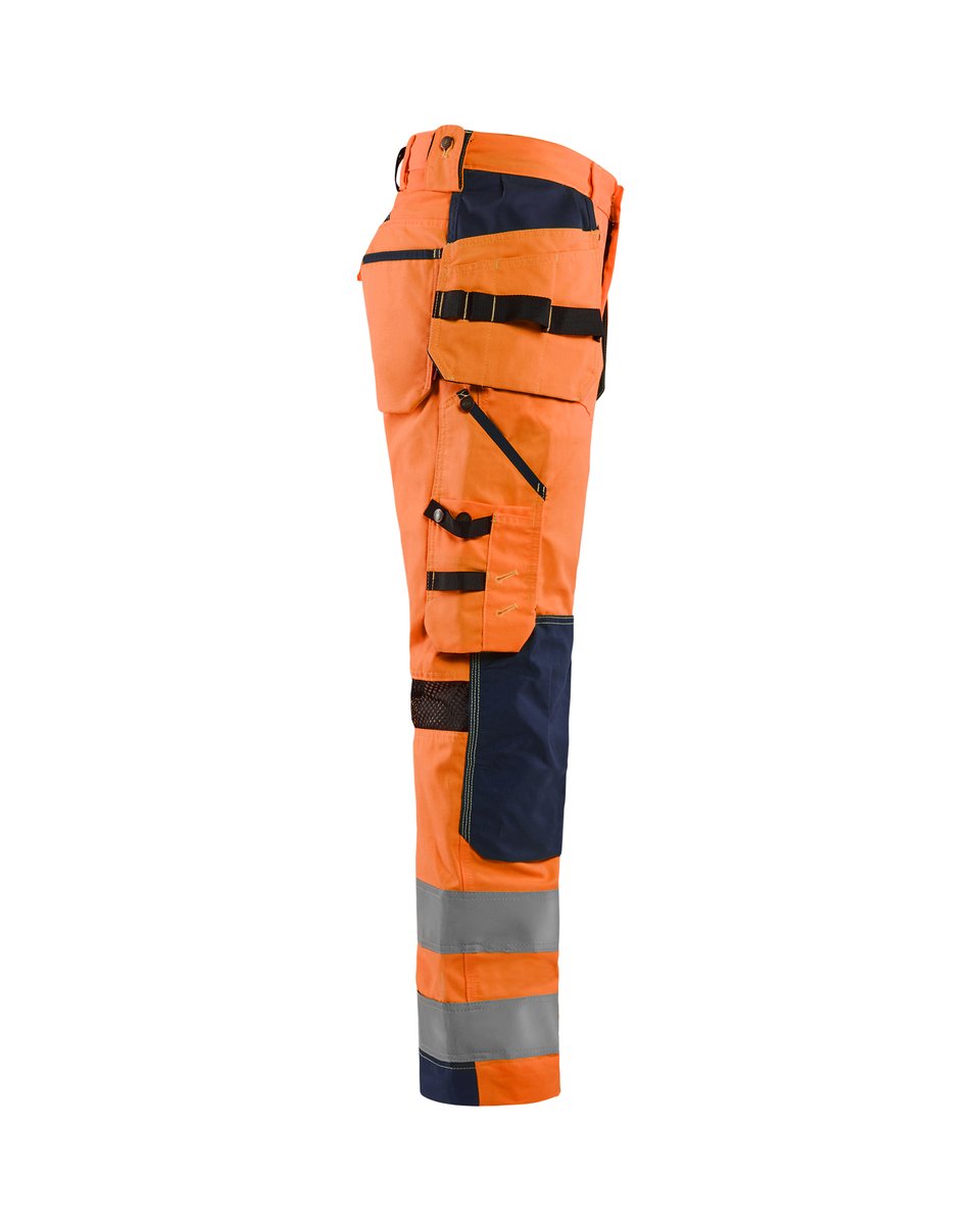 Blåkläder 1565 High Vis Werkbroek met ventilatie en gereedschapszakken - High Vis Oranje/Marineblauw