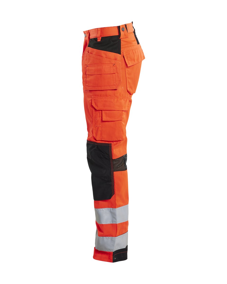 Blåkläder 1565 High Vis Werkbroek met ventilatie en gereedschapszakken - High Vis Rood/Zwart