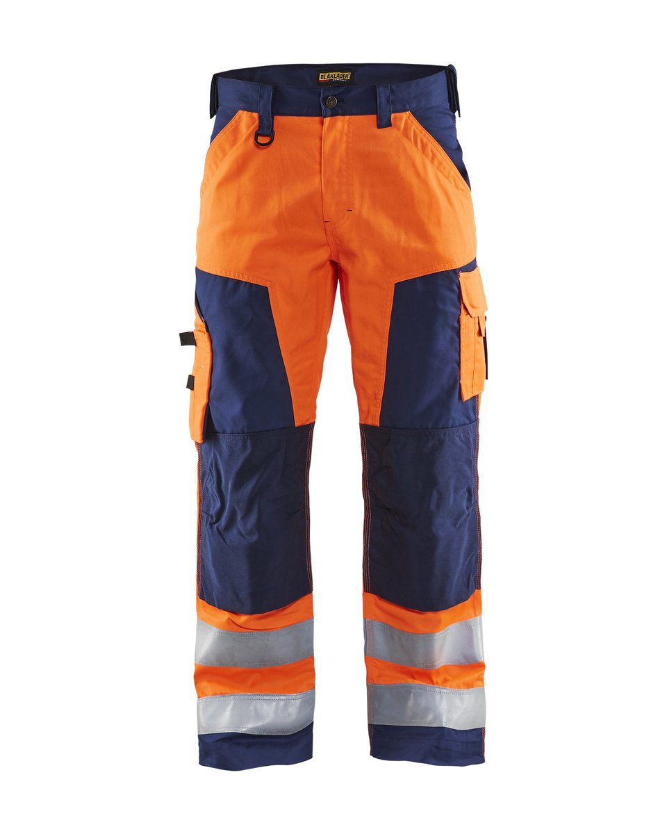 Blåkläder 1566 High Vis Werkbroek - High Vis Oranje/Marineblauw