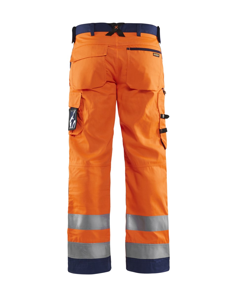 Blåkläder 1566 High Vis Werkbroek - High Vis Oranje/Marineblauw