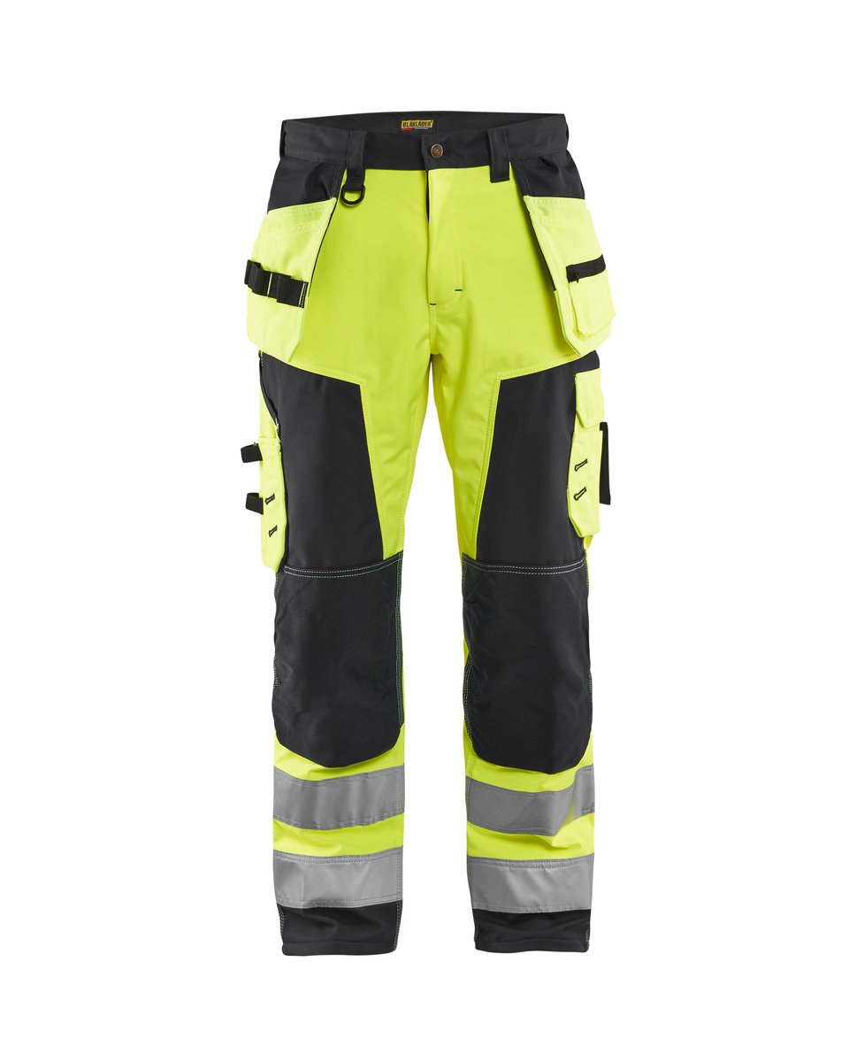 Blåkläder 1567 High Vis werkbroek softshell met afneembare gereedschapszakken - High Vis Geel/Zwart