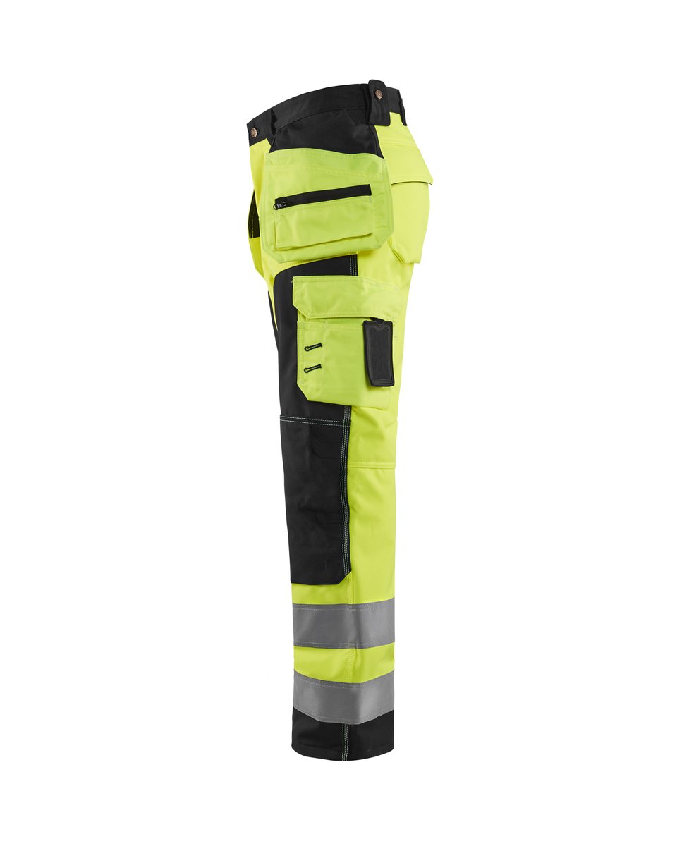 Blåkläder 1567 High Vis werkbroek softshell met afneembare gereedschapszakken - High Vis Geel/Zwart
