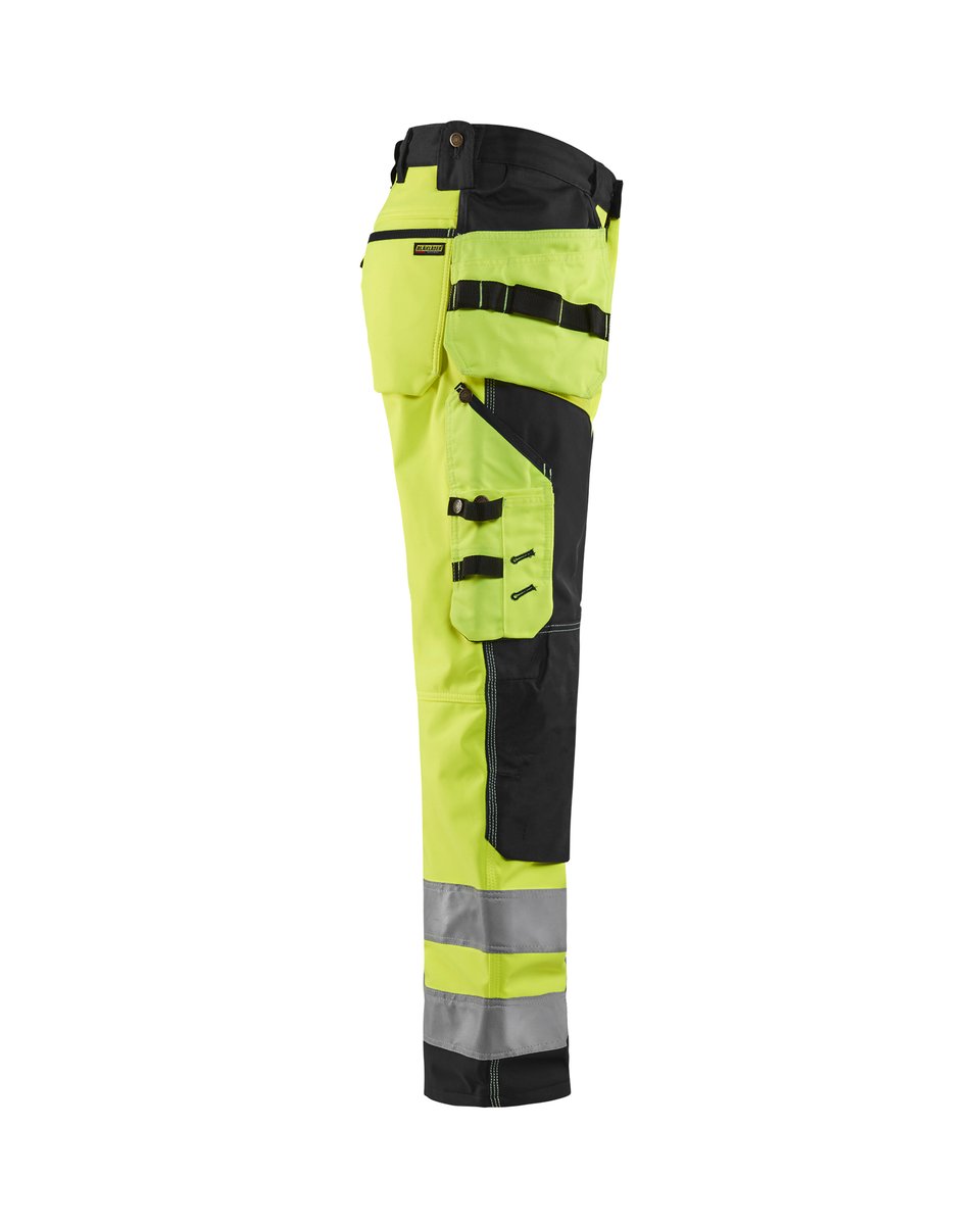 Blåkläder 1567 High Vis werkbroek softshell met afneembare gereedschapszakken - High Vis Geel/Zwart