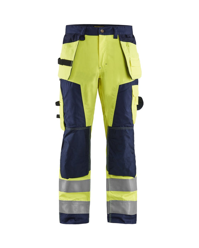 Blåkläder 1568 High Vis werkbroek met gereedschapzakken - High Vis Geel/Marineblauw