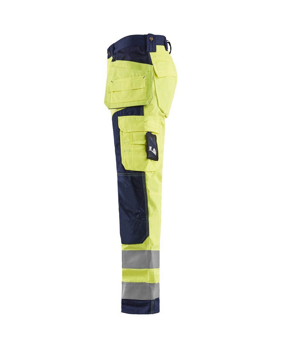 Blåkläder 1568 High Vis werkbroek met gereedschapzakken - High Vis Geel/Marineblauw