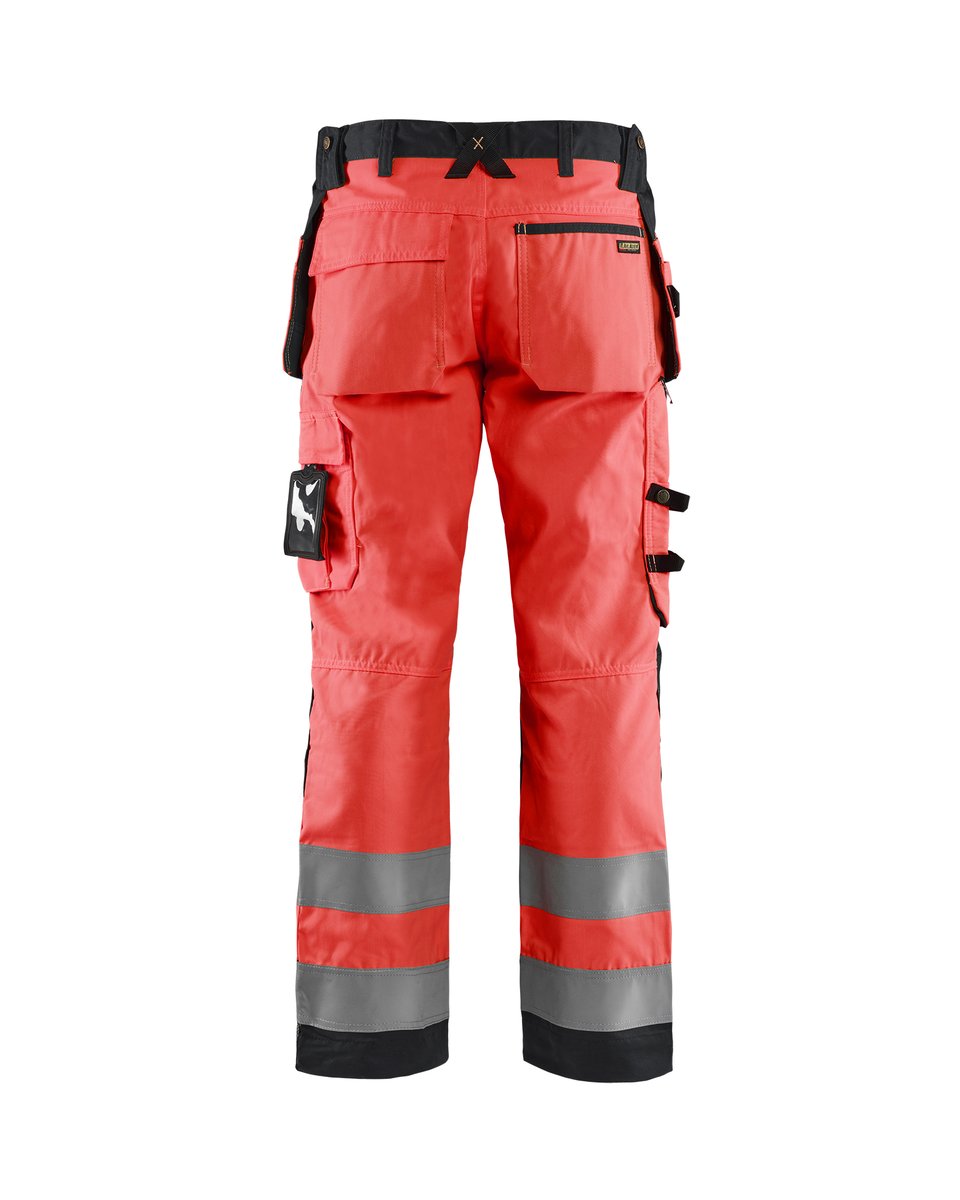 Blåkläder 1568 High Vis werkbroek met gereedschapzakken - High Vis Rood/Zwart
