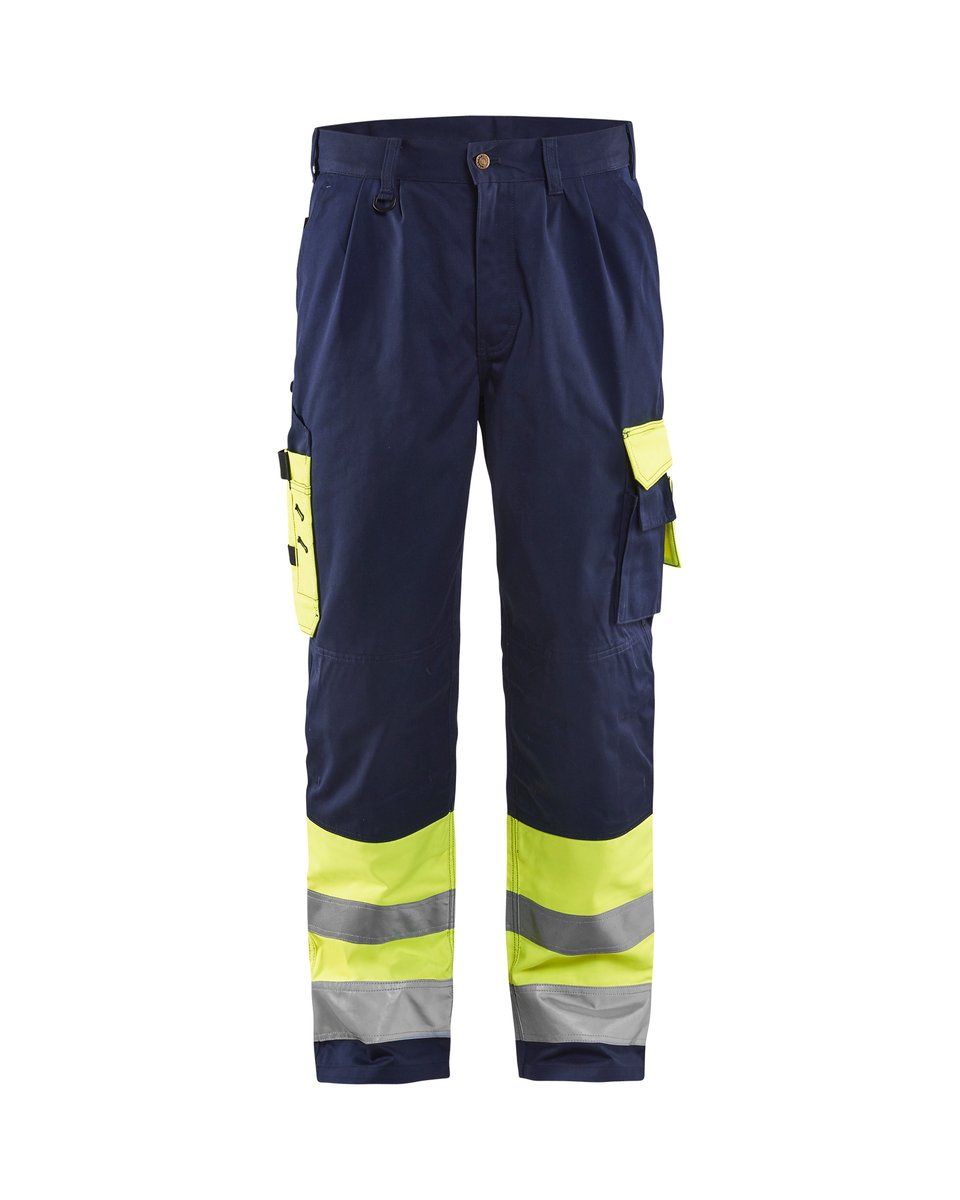 Blåkläder 1584 High Vis Werkbroek - High Vis Geel/Marineblauw