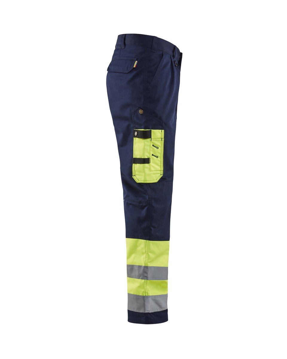 Blåkläder 1584 High Vis Werkbroek - High Vis Geel/Marineblauw