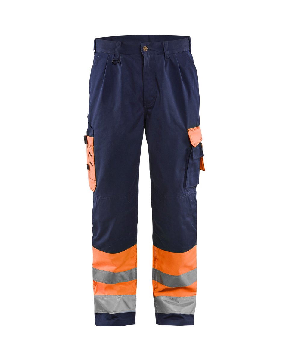 Blåkläder 1584 High Vis Werkbroek - High Vis Oranje/Marineblauw