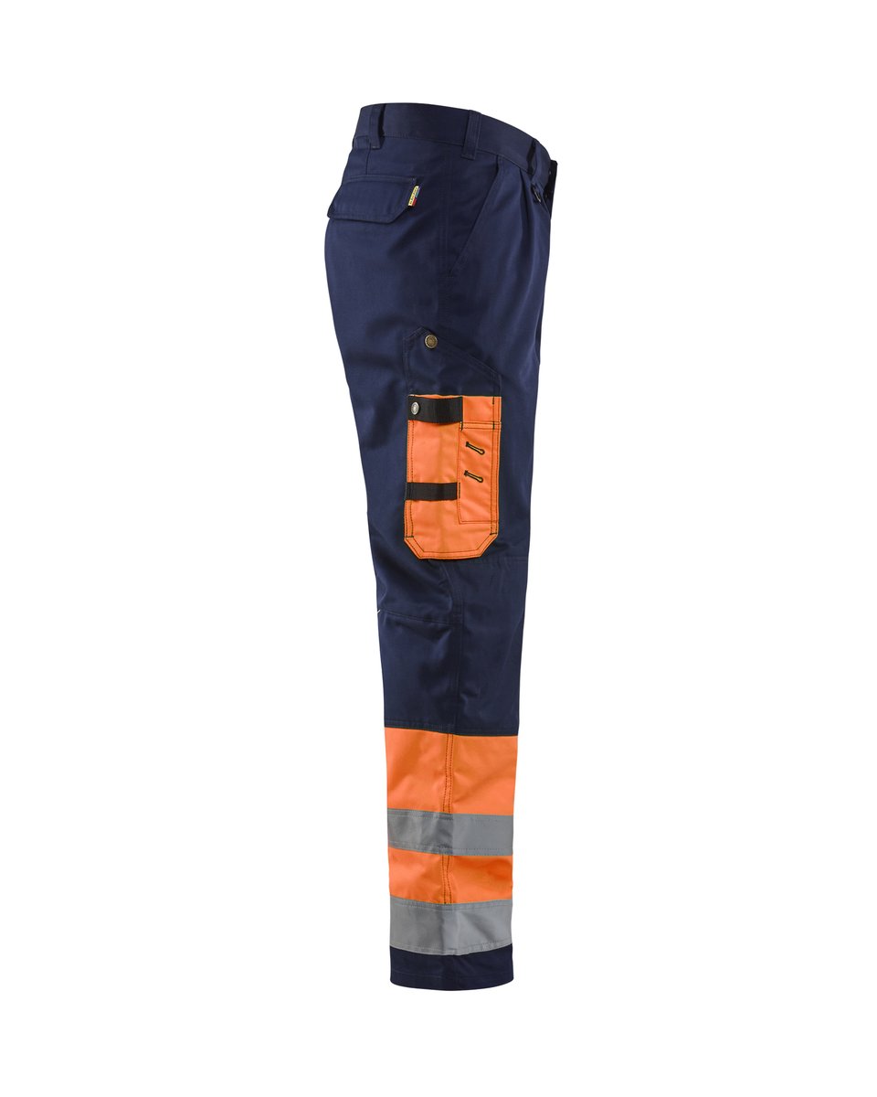 Blåkläder 1584 High Vis Werkbroek - High Vis Oranje/Marineblauw