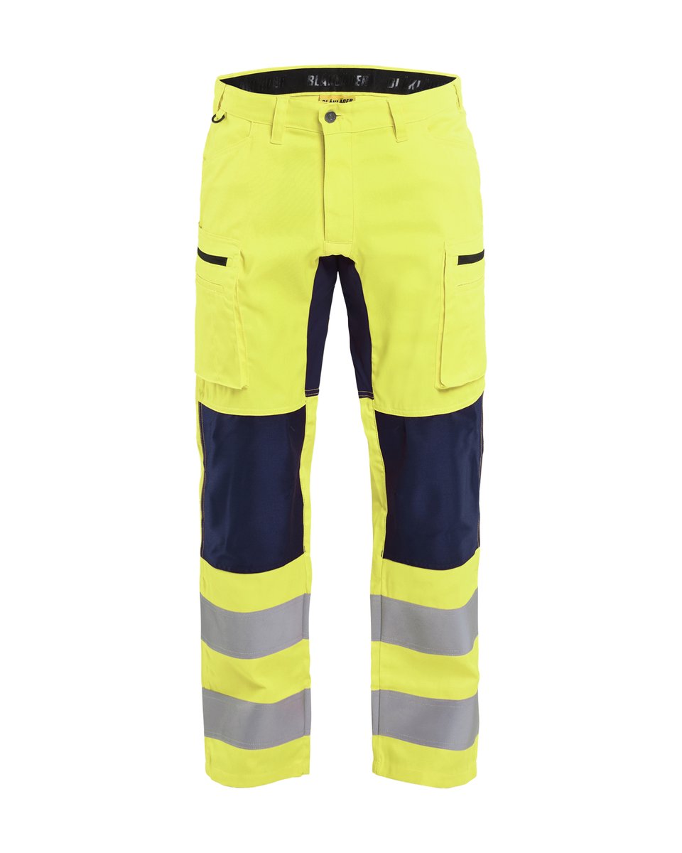 Blåkläder 1585 High Vis werkbroek met stretch - High Vis Geel/Marineblauw