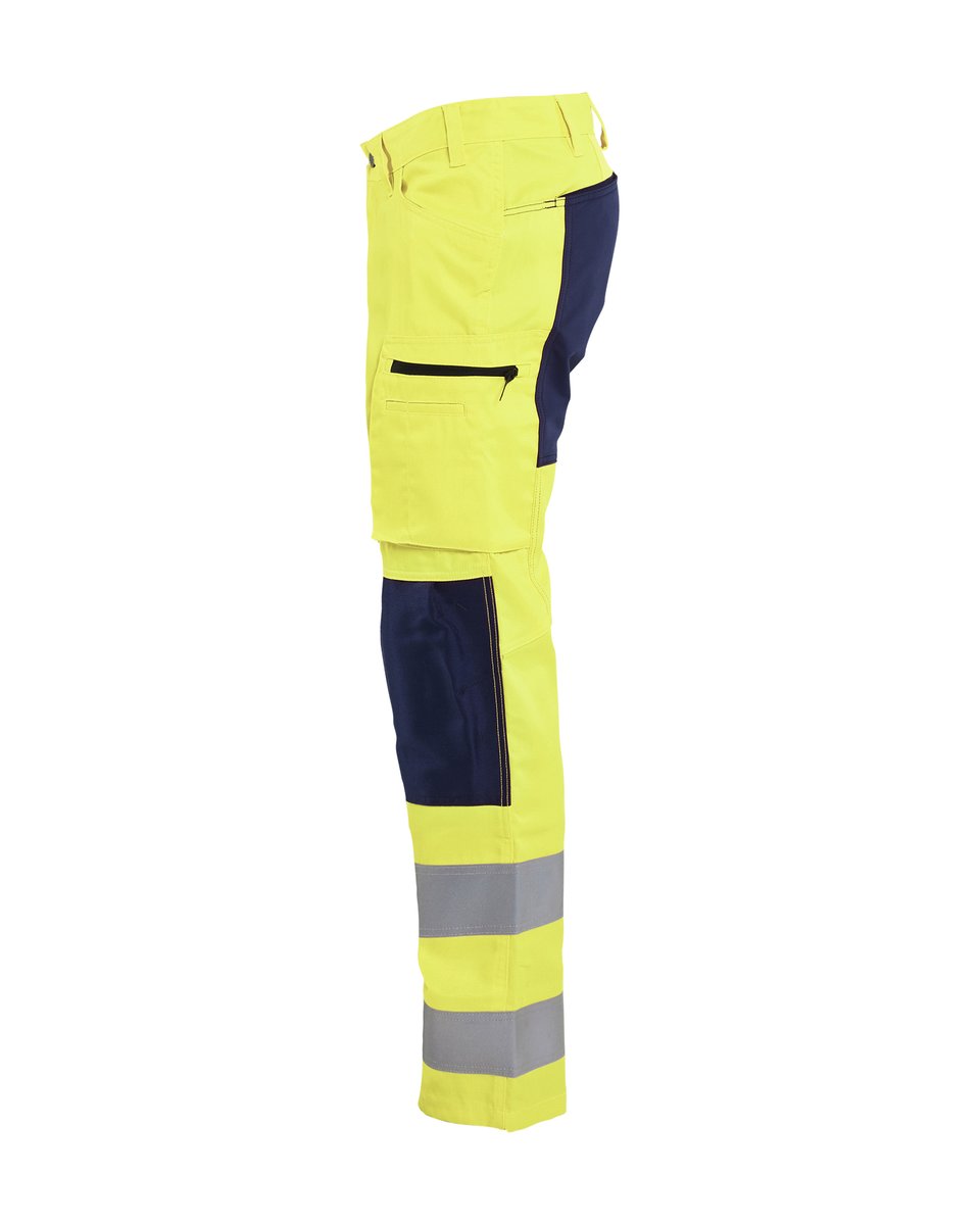 Blåkläder 1585 High Vis werkbroek met stretch - High Vis Geel/Marineblauw