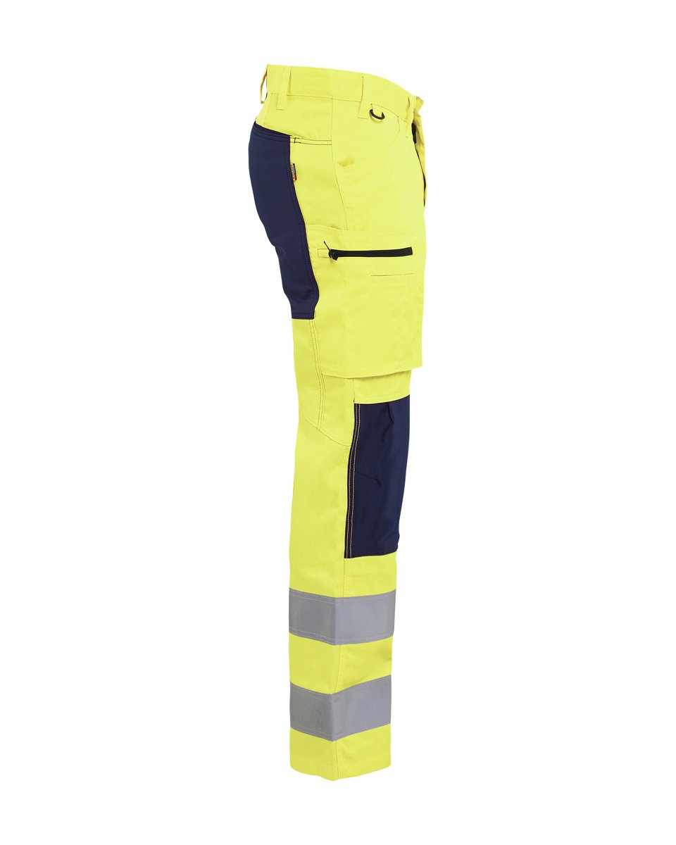 Blåkläder 1585 High Vis werkbroek met stretch - High Vis Geel/Marineblauw