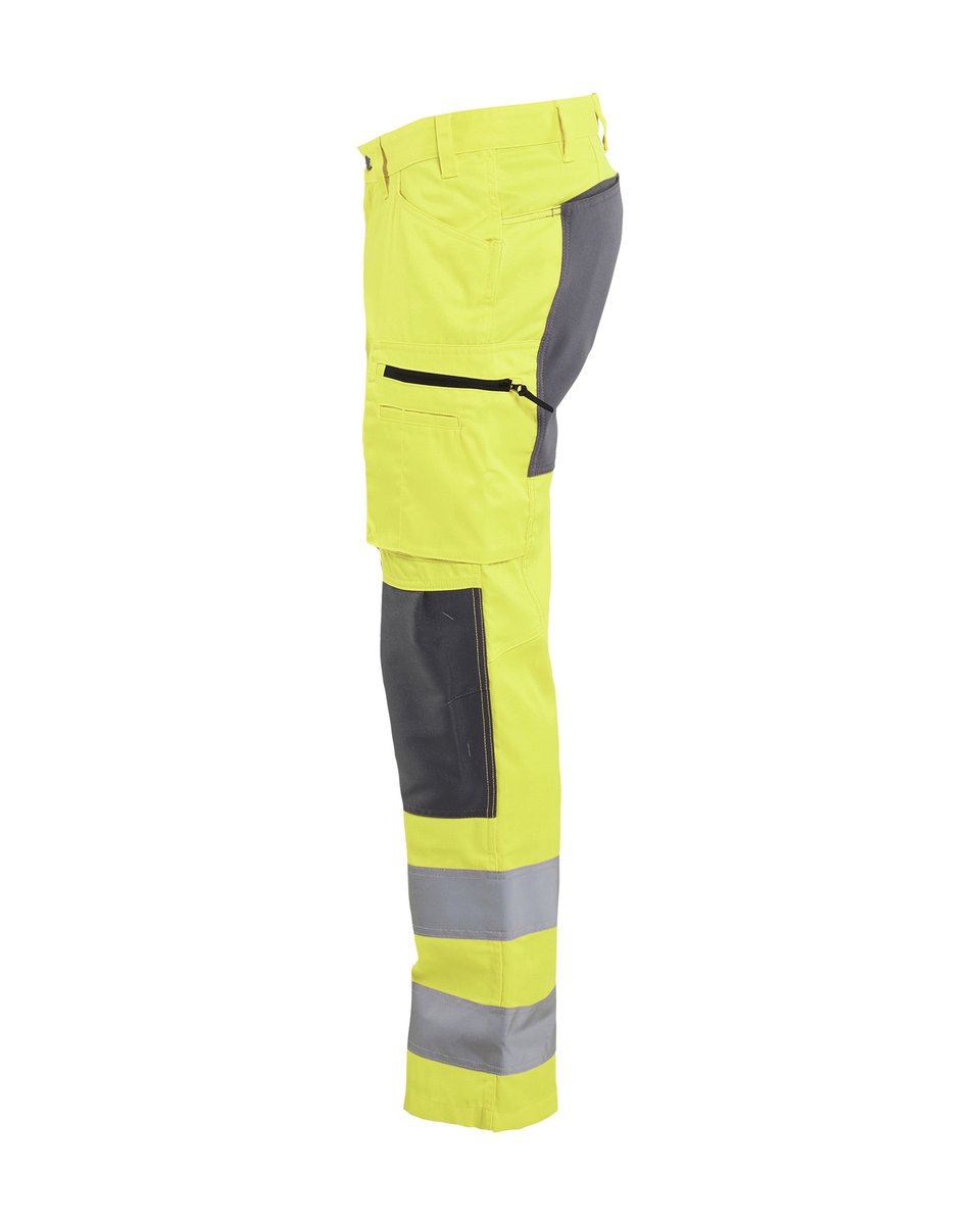 Blåkläder 1585 High Vis werkbroek met stretch - HIgh Vis Geel/Medium grijs