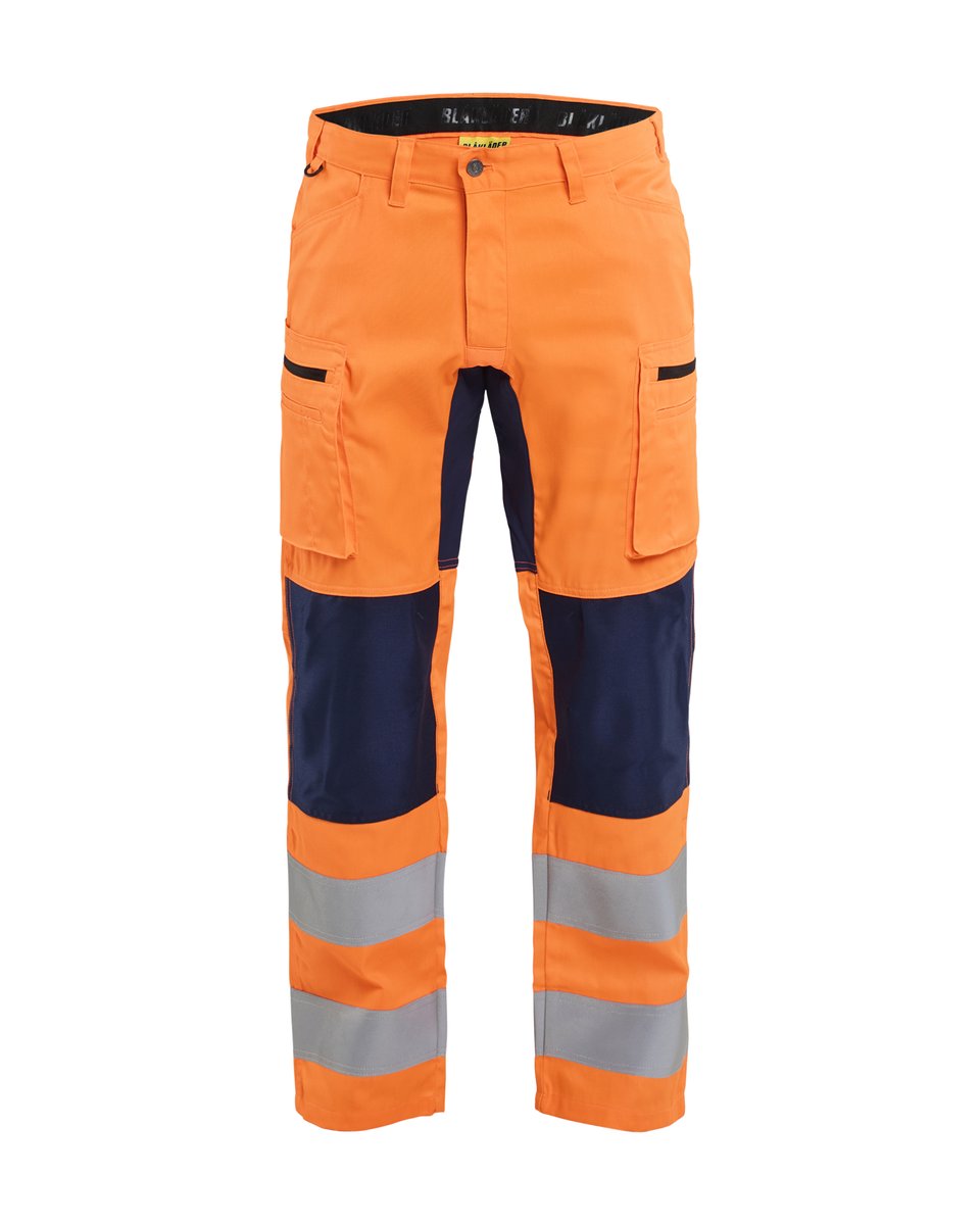 Blåkläder 1585 High Vis werkbroek met stretch - High Vis Oranje/Marineblauw