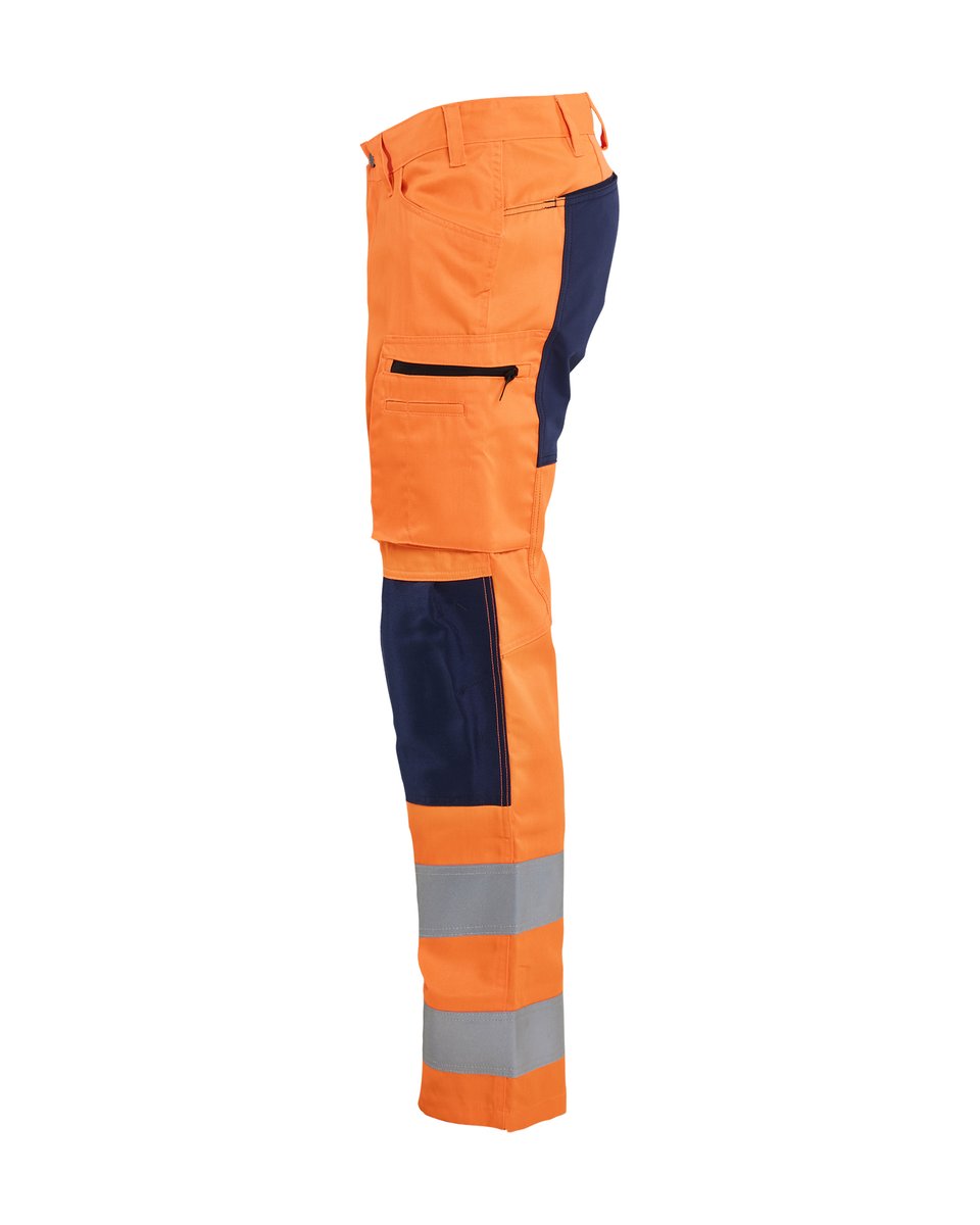 Blåkläder 1585 High Vis werkbroek met stretch - High Vis Oranje/Marineblauw