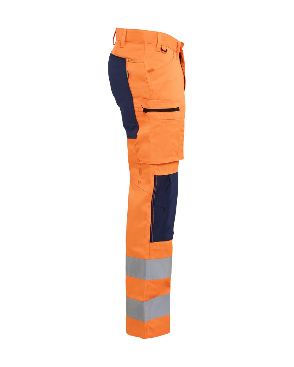 Blåkläder 1585 High Vis werkbroek met stretch - High Vis Oranje/Marineblauw