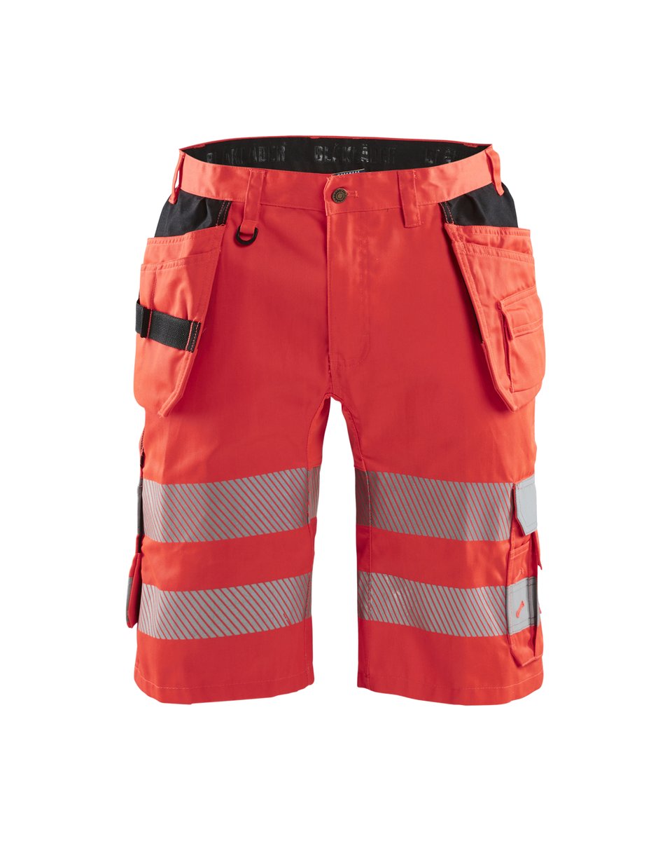 Blåkläder 1586 High Vis short met stretch en gereedschapszakken - High Vis Rood