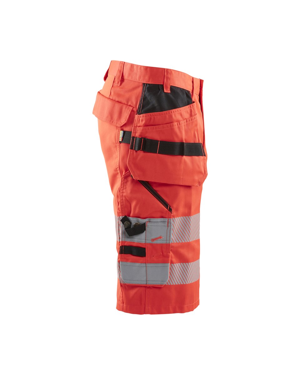 Blåkläder 1586 High Vis short met stretch en gereedschapszakken - High Vis Rood
