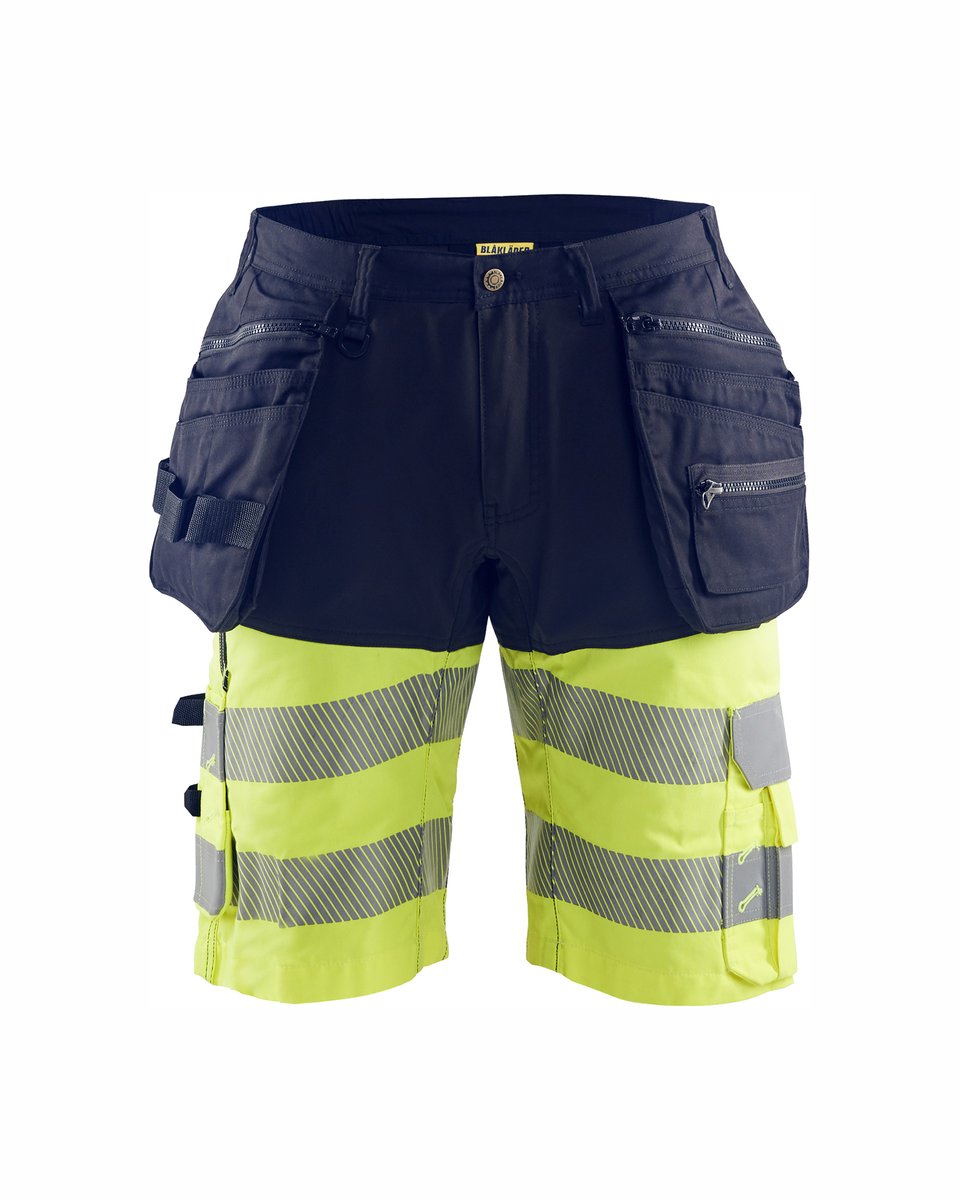 Blåkläder 1596 High Vis short met gereedschapszakken - Marine/High Vis Geel