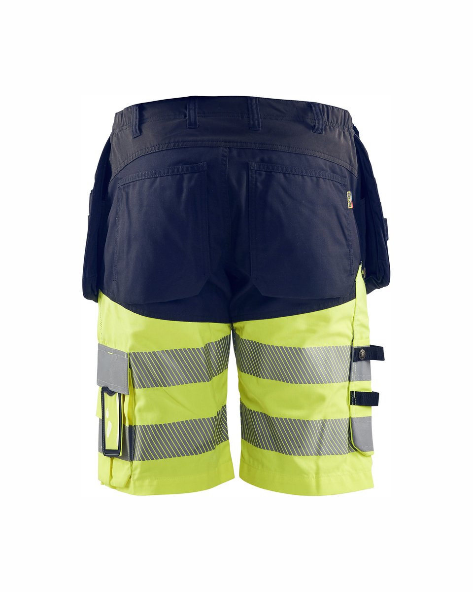 Blåkläder 1596 High Vis short met gereedschapszakken - Marine/High Vis Geel