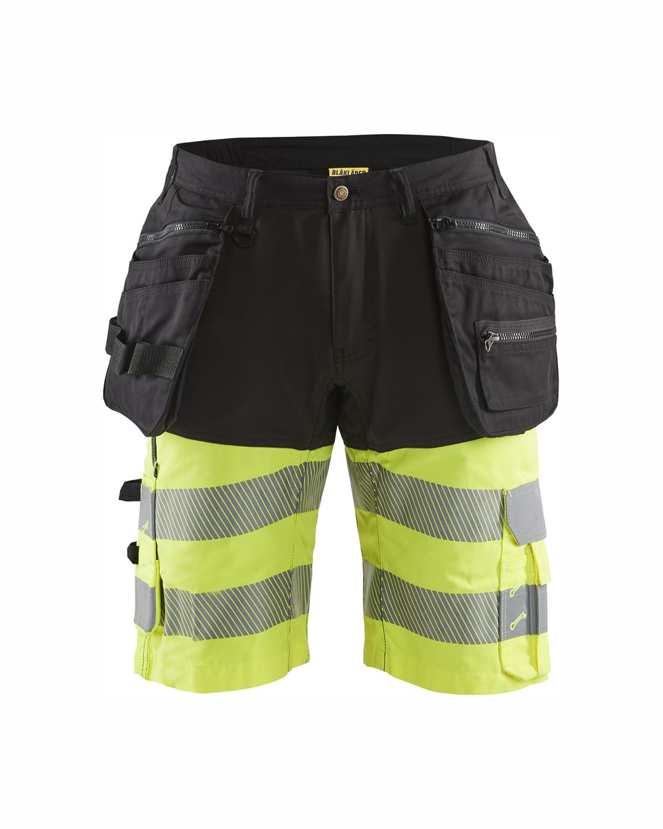 Blåkläder 1596 High Vis short met gereedschapszakken - Zwart/High Vis Geel