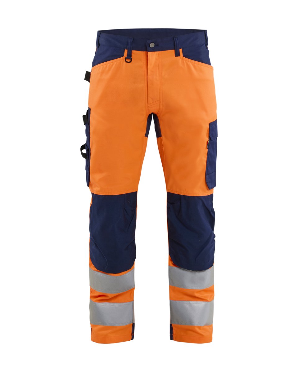 Blåkläder 1703 High Vis Werkbroek - High Vis Oranje/Marineblauw