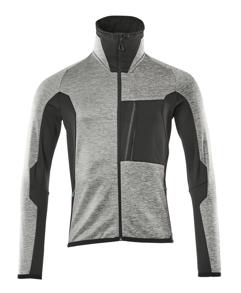 MASCOT® Advanced Fleecetrui met rits – Grijs-gemêleerd/Zwart