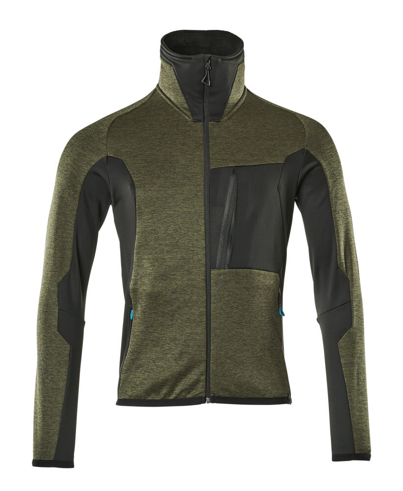 MASCOT® Advanced Fleecetrui met rits – Mosgroen/Zwart