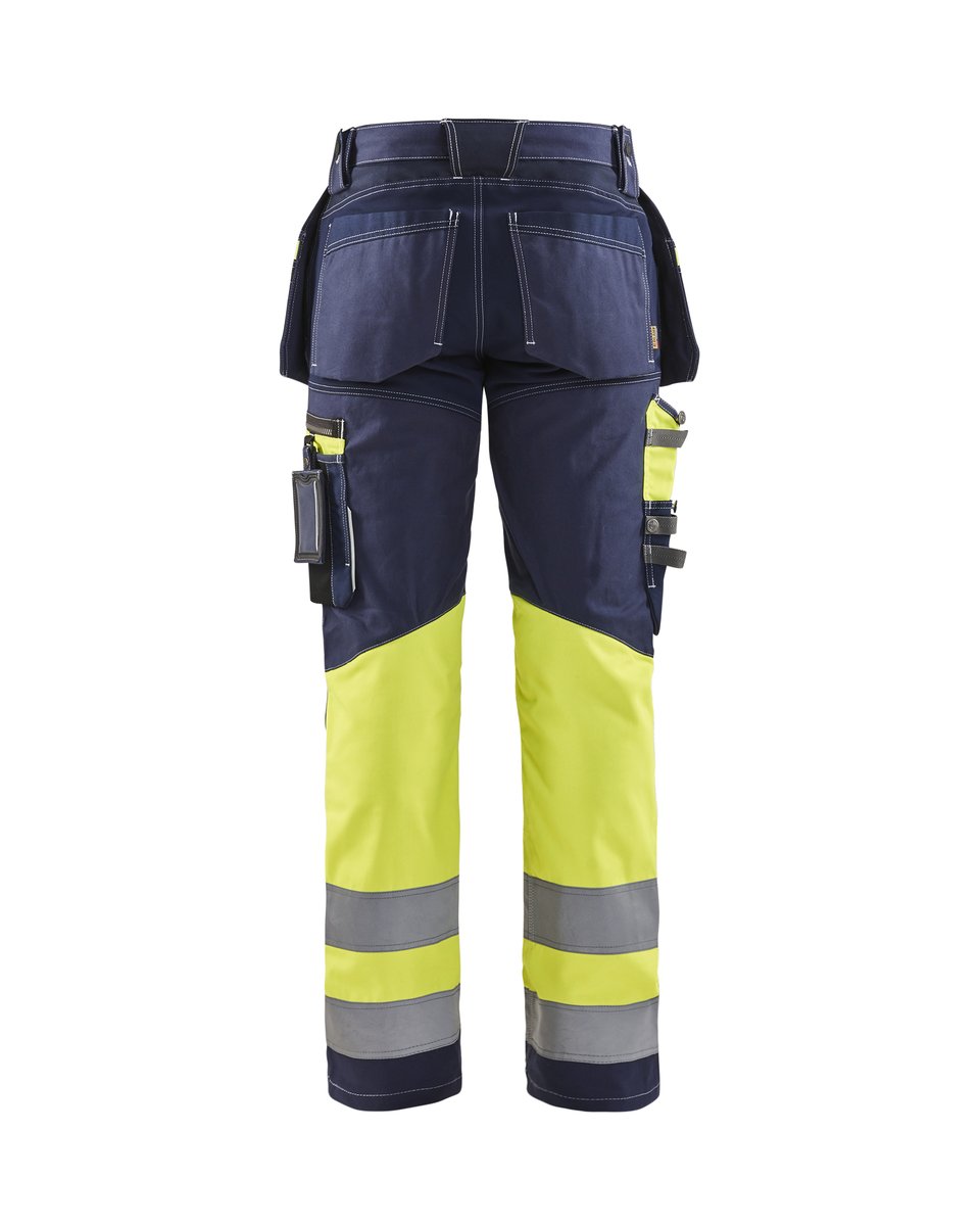 Blåkläder 1794 High Vis werkbroek met stretch en gereedschapszakken katoen - Marine/High Vis Geel