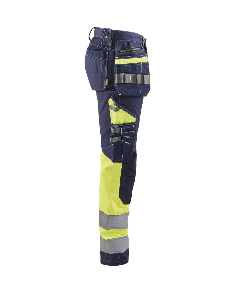 Blåkläder 1794 High Vis werkbroek met stretch en gereedschapszakken katoen - Marine/High Vis Geel
