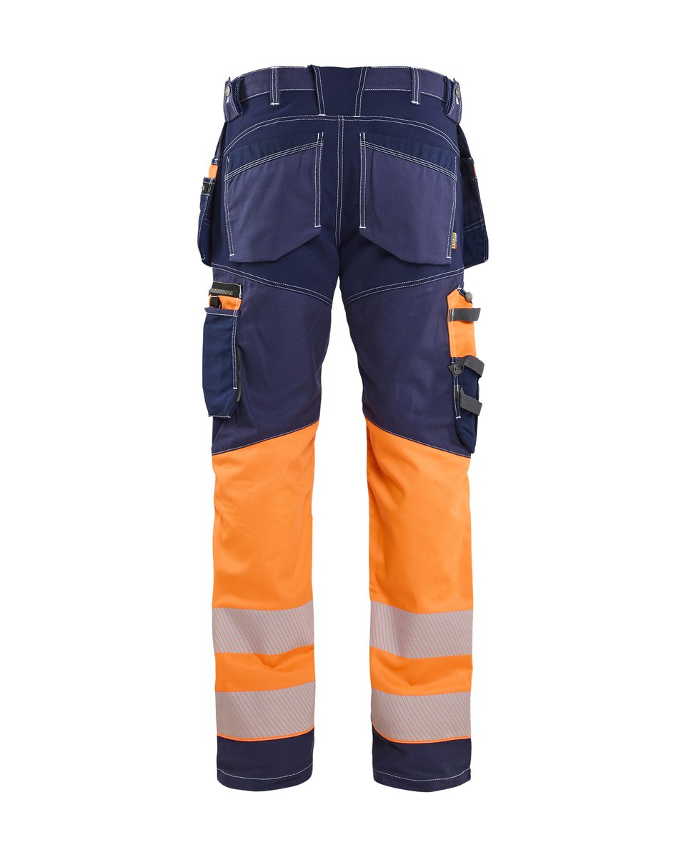 Blåkläder 1794 High Vis werkbroek met stretch en gereedschapszakken katoen - Marineblauw/Oranje